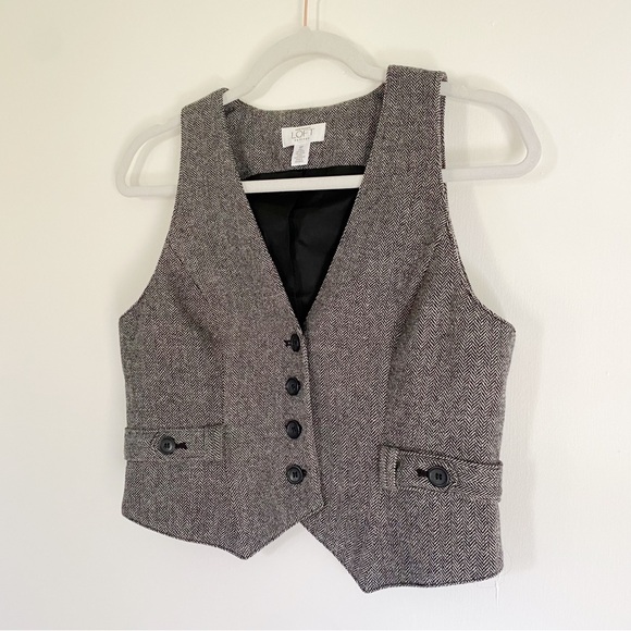 Ann Taylor Loft Wool Herringbone Suit Vest Size 6P - Picture 7 of 8